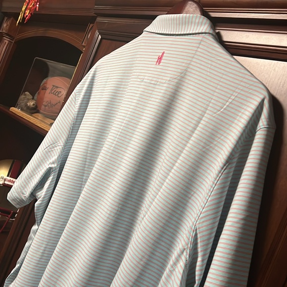 New Johnnie-O Santa Monica Light Blue & Pink Striped Golf Tennis Sports Polo! - Picture 6 of 12